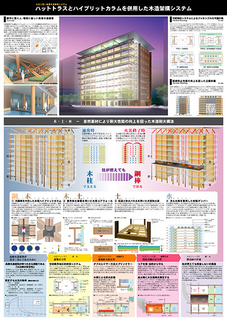 2003年建築学会主催の『火災に強い高層木造建築』で最優秀賞を受賞した